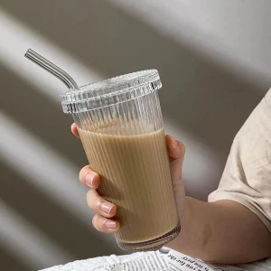 Isıya Dayanıklı Cam Pipetli Tea ve Borosilikat Çizgili Cam Bardak Kahve Sunum