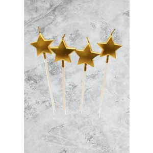 Rönesans Parti Yıldız Gold Renk 4'lü Duğum Günü Pasta Mumu