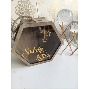 Kişiye Özel Ahşap Pleksili Halatlı Sadaka Kutusu Kumbara Tipbox Tip Box