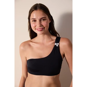 Pearl Tek Omuz Siyah Bikini Üstü