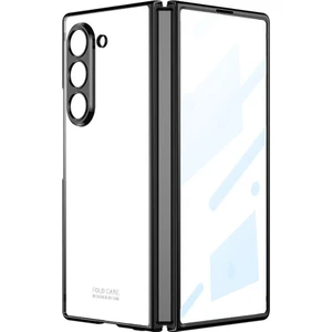 Samsung Galaxy Z Fold 6 Uyumlu Kılıf Premium Camlı Kapak Kamera Korumalı Metalik Kenarlı Glitter