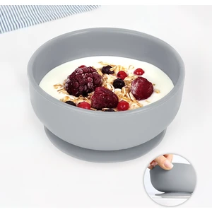 Meleni Baby Vakumlu Silikon Bebek Mama Kasesi - Vakum Tabanlı Kase - Gri