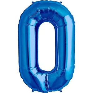 Patladı Gitti 0 Rakam Mavi Folyo Balon 34 Inç 76-82 Cm