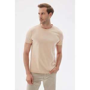 Erkek Bisiklet Yaka Slim Fit Basic Tişört Bej