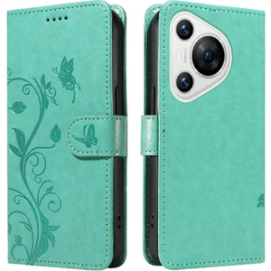 SZY Market Huawei Pura 70 Kabartmalı Kelebek Yüksek Kaliteli Deri ve Kart (Yurt Dışından)