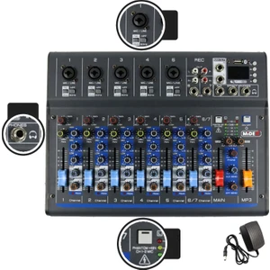 MDX-07FXU 7 Kanal Ses Mikseri Deck Mikser (Kayıt bluetooth USB Efekt)