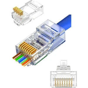 50 Adet Yeni Nesil Delikli Açık Uçlu Cat6 Ez RJ45 Konnektör Utp Jack