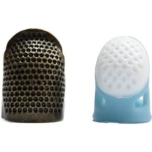 2 Li Terzi Parmak Iğne Koruyucu Metal ve Silikon Yüksük Parmaklık