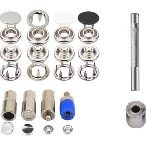 12.5mm 120SET Sedef Siyah Beyaz Krom Çıt Çıt ve Çekiç Kalıp Seti