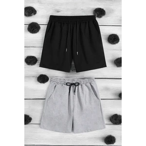 Only Trendwear  2'li Paket Unisex Pamuklu Rahat Penye Şort