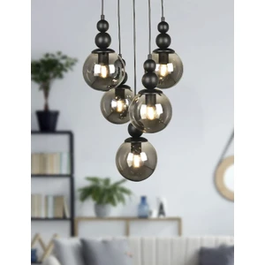 Pera Jewelry Spor Modern Siyah 5'li Avize Füme Cam