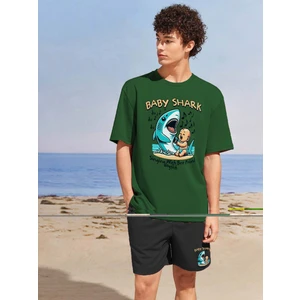 Çift Sevgili Kombini Oversize Baby Shark Tasarım Baskılı T-Shirt 2'li