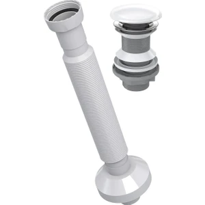 YT650 Seramik Başlıklı Taşmasız Bas Aç Lavabo Gider Sifonu Beyaz