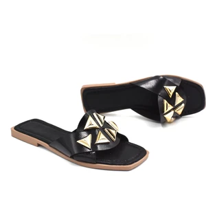 (Oc Shoes) Toroklu Günlük Kadın Terlik Siyah