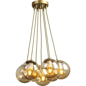 Pera Jewelry Spor Modern Eskitme 7'li Avize Bal Cam