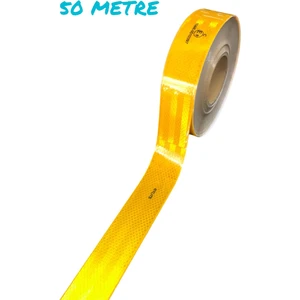 Tüvtürk Onaylı Reflektör Fosforlu Düz Şerit Bant  Sarı 50 Metre E8 Belge