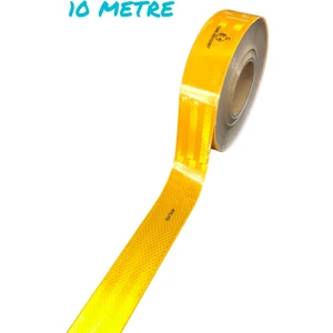 Tüvtürk Onaylı Reflektör Fosforlu Düz Şerit Bant  Sarı 10 Metre E8 Belge