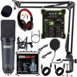 Wizard Paket-1 Cx2 Stüdyo Mikrofon Mdx-100 Stüdyo Kayıt Mikseri Kulaklık Ekipman Seti