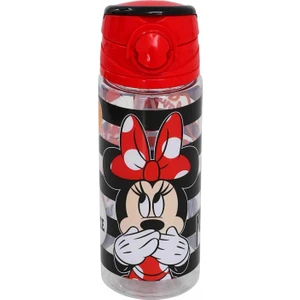 Minnie Mouse Lisanslı Pipetli Plastik Matara 500 ml Kırmızı Sızdırmaz ve Hafif Tasarım