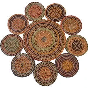 Natural Jüt Halı El Dokuma Hasır Yolluk Bohem Jüt Kilim Hmfjut439 90 X 90 Cm