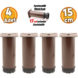 Ayarlanabilir Mobilya Kanepe Baza Koltuk Metal Destek Yükseltici Kahve Ayağı 15 cm Ayakları 4 Adet