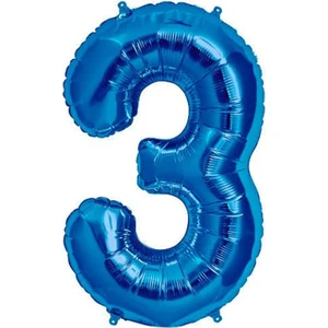 Patladı Gitti 3 Rakam Mavi Folyo Balon 34 Inç 76-82 Cm