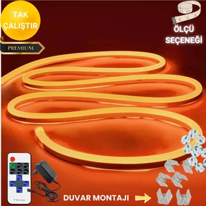 Neon Esnek Şerit LED Tak Çalıştır Kumandalı - Dimmer- Turuncu