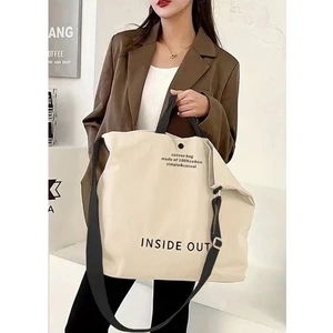 De Plein Inside Out Gri Kanvas Tote Büyük Kadın Omuz Çantası (Yurt Dışından)