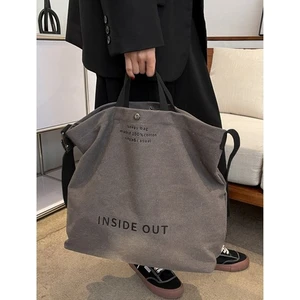 De Plein Inside Out Gri Kanvas Tote Büyük Kadın Omuz Çantası (Yurt Dışından)