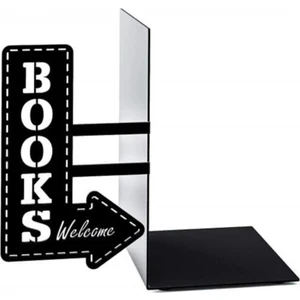 Dekoratif Metal Kitap Tutucu Books Welcome Yön Tekli Figürlü Kitap Desteği Kitaplık Organizer