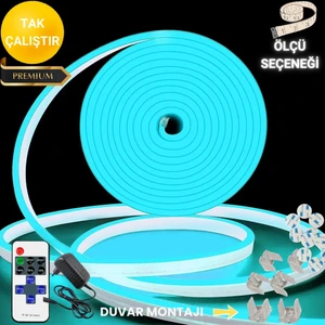 Neon Esnek Şerit LED Tak Çalıştır Kumandalı - Dimmer- Buz Mavisi