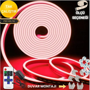 Neon Esnek Şerit LED Tak Çalıştır Kumandalı - Dimmer- Kırmızı
