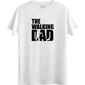 %100 Pamuklu Babalar Günü The Walking Dad Baskılı Siyah Tişört