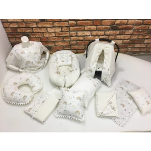 Buse Baby Home Krem Çok Amaçlı Babynest , Puset Örtüsü ve Minderi , Alt Açma ve Battaniye, Nevresim Takımı 15'li Set