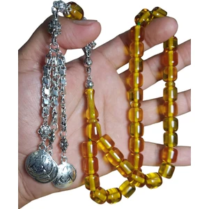 Cekke Tesbih Ateş Kehribar 11*12 mm Osmanlı Necef Benzetmesi Çubuk Ateş Kehribar Günlük Tesbih