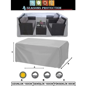 Premium Kalın Bahçe Mobilya Brandası Masa Sandalye Koruma Örtüsü Kılıf Gri Su Geçirmez