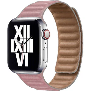 Apple Watch Ultra 49MM Kordon Uyumlu Krd-34 Deri Strap Kayış - Pembe