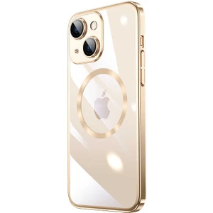 Apple iPhone 14 Plus Uyumlu Wireless Şarj Özellikli Sert Pc Riksos Magsafe Kapak-Gold