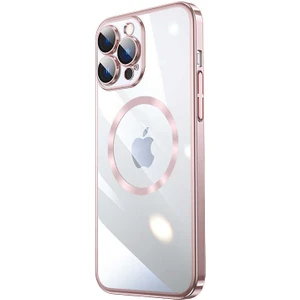 Apple iPhone 13 Pro Max Uyumlu Wireless Şarj Özellikli Sert Pc Riksos Magsafe Kapak-Rose Gold