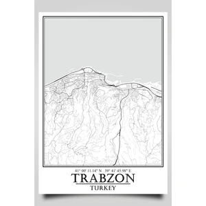 Hari Tasarım Trabzon Şehir Haritası Çerçevesiz Poster-Taraftar Seçenekli-Harita Sanatı, Map Art Design