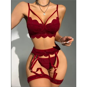 Babylon Underwear Bordo Jartiyer  Fantazi 5'li Takım