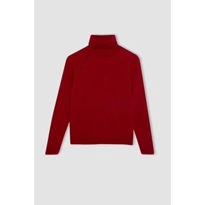 Kız Çocuk Kırmızı Balıkçı Yaka Basic Düz Triko Kazak R1953A624WN