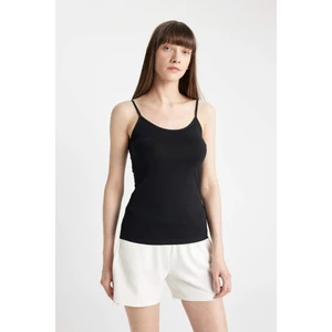 Pamuklu İnce Askılı Siyah İç Atlet-Fall in Love M6858AZ24AU