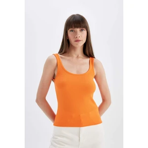 Slim Fit Dar Kesim U Yaka Ribana Basic Düz Atlet C0095AX24SM