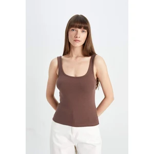 Slim Fit Dar Kesim U Yaka Ribana Basic Düz Atlet C0095AX24SM
