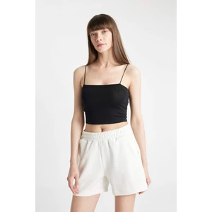 İnce Askılı Crop Pamuklu Siyah İç Atlet-Fall in Love Y2249AZ24AU