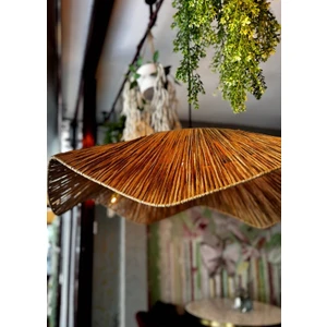 Çiçek 70x70x22cm Bohem Avize Hasır Avize Rüstik Avize Jüt Avize Doğal Avize Tavan Aydınlatması Işık LED Ampul