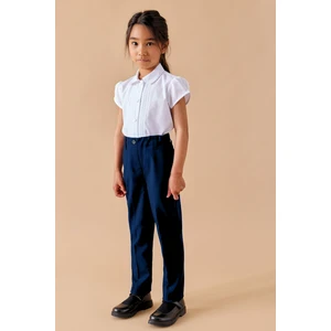 CMZ Collection Kız Çocuk Beli Bağcıklı Lastikli Trend Kolej Okul Pantolonu