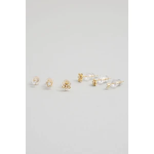 So CHIC Yaz Çiçeği 18 Ayar Sarı Altın Kaplama Gümüş Çoklu Küpe