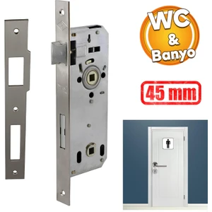 Kale Wc Kapı Gömme Kilit Banyo Kilidi Oval Köşeli 45 mm Plastik Pvc Ahşap Panel Iç Kapı Uyumlu